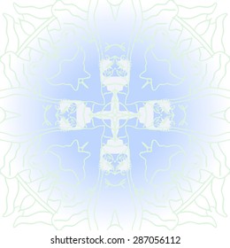 Circular seamless  pattern of  delicate motif, stripes, cross, spirals, waves. Hand drawn.