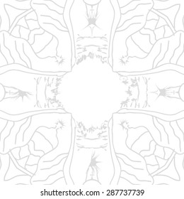 Circular seamless  pattern of  delicate motif, stripes, stars, waves, copy space. Hand drawn.