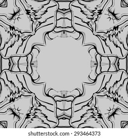Circular seamless  pattern of delicate motif, stripes, waves, stars, copy space. Hand drawn.