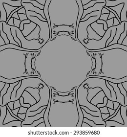 Circular seamless  pattern of delicate motif, stripes, stars, hole, copy space. Hand drawn.