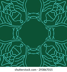 Circular seamless  pattern of delicate motif, stripes, stars, hole, copy space. Hand drawn.