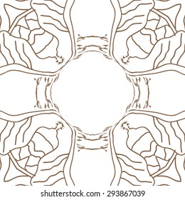 Circular seamless  pattern of delicate motif, stripes, stars, hole, copy space. Hand drawn.