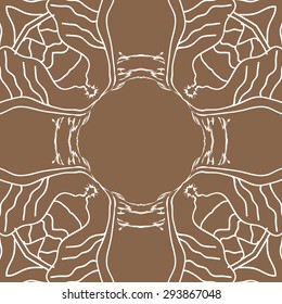 Circular seamless  pattern of delicate motif, stripes, stars, hole, copy space. Hand drawn.