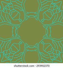Circular seamless  pattern of delicate motif, stripes, stars, hole, copy space. Hand drawn.
