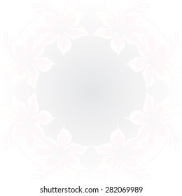 Circular  seamless pattern of  floral garland,  spots,  branches, copy space. Hand drawn.