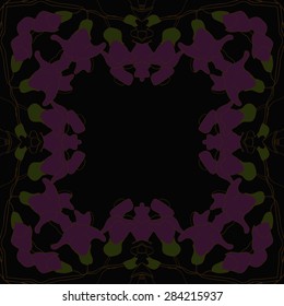 Circular  seamless pattern of  floral garland, flowers,stripes,spots, copy space. Hand drawn.