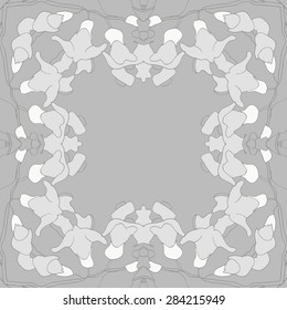 Circular  seamless pattern of  floral garland, flowers,stripes,spots, copy space. Hand drawn.
