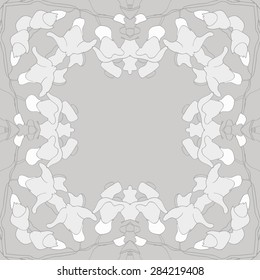 Circular  seamless pattern of  floral garland, flowers,stripes,spots, copy space. Hand drawn.