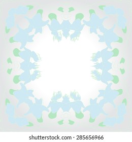 Circular  seamless pattern of  floral garland, branches, stripes, spots, wave, copy space. Hand drawn.