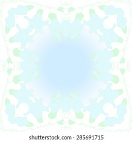Circular  seamless pattern of  floral garland, branches, stripes, spots, wave, copy space. Hand drawn.