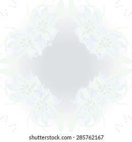 Circular  seamless pattern of  floral garland, flowers, spots, stamens, wave, copy space. Hand drawn.