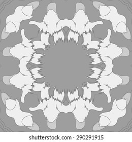 Circular seamless pattern of floral garland, flowers, branches,waves, copy space. Hand drawn.