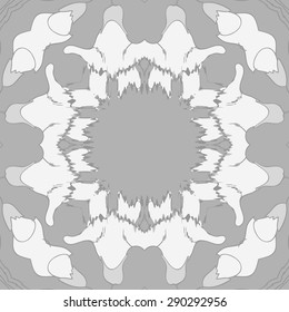Circular seamless pattern of floral garland, flowers, branches,waves, copy space. Hand drawn.