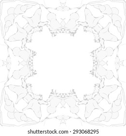 Circular seamless  pattern of  floral garland, branches, waves,  spots. Hand drawn.