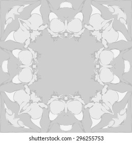 Circular seamless  pattern of  floral garland, branches, waves,  spots, copy space. Hand drawn.
