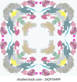 Circular seamless pattern of floral motif on a  white   background. Hand drawn.