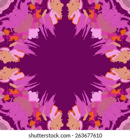 Circular seamless pattern of floral motif, leaves. Hand drawn.