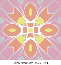 Circular seamless pattern of floral motif. Hand drawn.