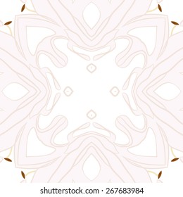 Circular seamless pattern of floral motif, stamens. Hand drawn.