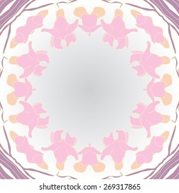 Circular seamless pattern of floral motif, flowers, garland. Hand drawn.