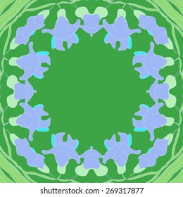 Circular seamless pattern of floral motif, flowers, garland. Hand drawn.