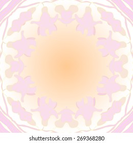 Circular seamless pattern of floral motif, flowers, garland. Hand drawn.