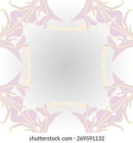 Circular seamless pattern of floral motif, branches, leaves. Hand drawn.