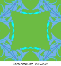 Circular seamless pattern of floral motif, branches, leaves. Hand drawn.