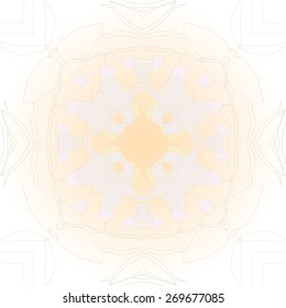 Circular seamless pattern of floral motif, branches, leaves, flowers. Hand drawn.