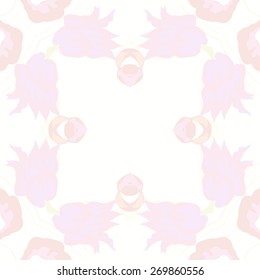 Circular seamless pattern of floral motif, branches, flowers, ellipses. Hand drawn.