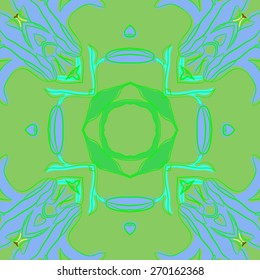 Circular seamless pattern of floral motif, flower, stripes, leaves, branches . Hand drawn.