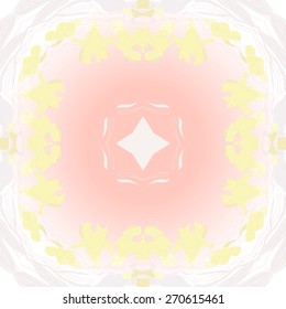 Circular seamless pattern of floral motif, garland, star. Hand drawn.