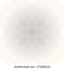 Circular seamless pattern of floral motif, stripes, cross. Hand drawn.
