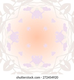 Circular seamless pattern of floral motif, flowers, leaves, garland. Hand drawn.