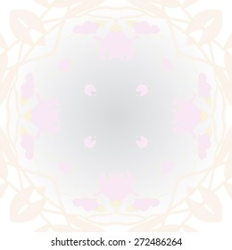 Circular seamless pattern of floral motif, flowers, leaves, garland. Hand drawn.