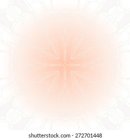Circular seamless pattern of floral motif, spots, stripes. Hand drawn.