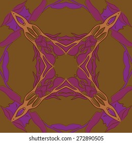 Circular seamless pattern of floral motif. Hand drawn.