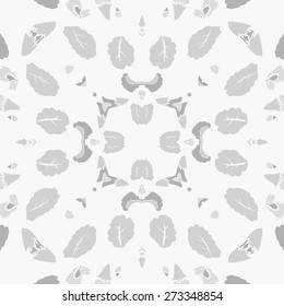 Circular seamless pattern of floral motif, leaves, buds. Hand drawn.