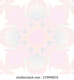 Circular seamless pattern of floral motif, branches, leaves, stripes.Hand drawn.