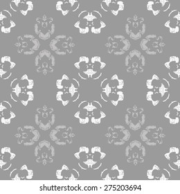 Circular  seamless pattern of floral motif,  spots, hole. Hand drawn.