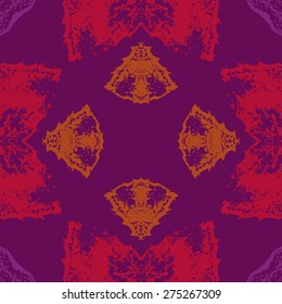 Circular  seamless pattern of floral motif, hole, spots. Hand drawn.