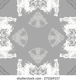 Circular  seamless pattern of floral motif, hole, spots. Hand drawn.