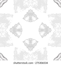 Circular  seamless pattern of floral motif, hole, spots. Hand drawn.