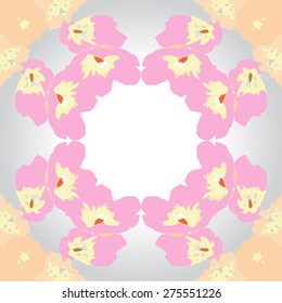 Circular  seamless  pattern of floral motif, spots, stylized flowers,ellipses. Hand drawn.