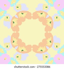 Circular  seamless  pattern of floral motif, spots, stylized flowers,ellipses. Hand drawn.