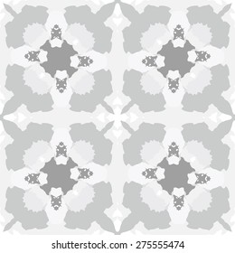 Circular  seamless  pattern of floral motif, spots, stylized flowers, cross. Handmade.