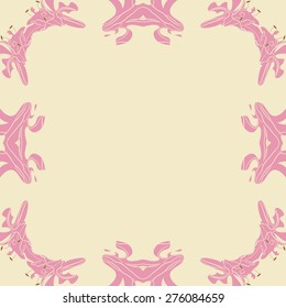 Circular  seamless pattern of floral motif, stamen, lily, copy space. Hand drawn.