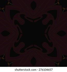 Circular  seamless pattern of floral motif, stamen,stripe, copy space. Hand drawn.