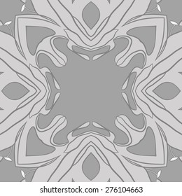 Circular  seamless pattern of floral motif, stamen,stripe, copy space. Hand drawn.
