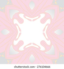 Circular  seamless pattern of floral motif, stamen,stripe, copy space. Hand drawn.